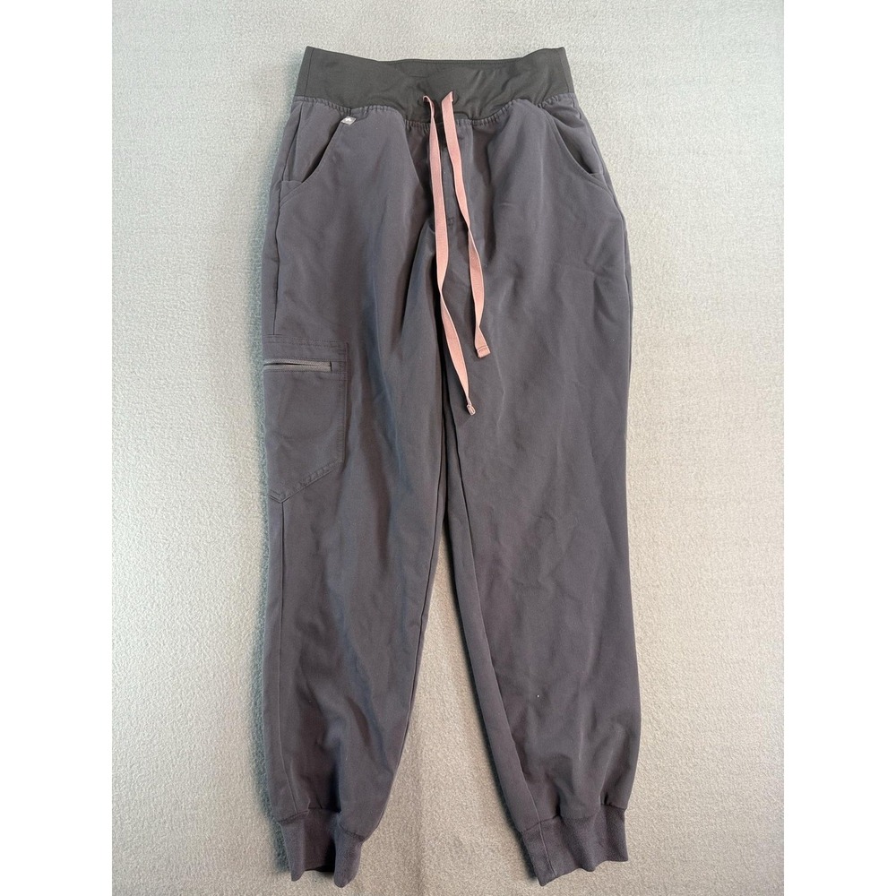 FIGS Technical Scrub‎ Jogger Pants Womens S Petite Gray Cargo Stretch Pockets